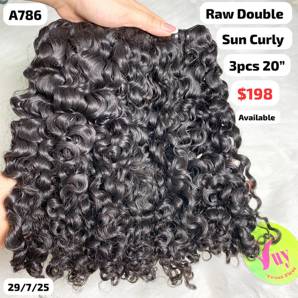 3pcs 20" Sun curly double drawn raw hair (A786)