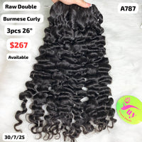 3pcs 26" Burmese curly double drawn raw hair (A787)