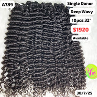 10pcs 32" Deep wavy single donor hair (A789)
