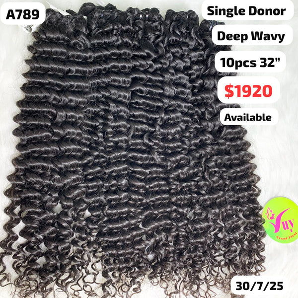 10pcs 32" Deep wavy single donor hair (A789)