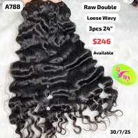 3pcs 24" Loose wavy double drawn raw hair (A788)