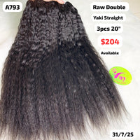 3pcs 20" Yaki straight double drawn raw hair (A793)
