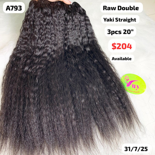 3pcs 20" Yaki straight double drawn raw hair (A793)