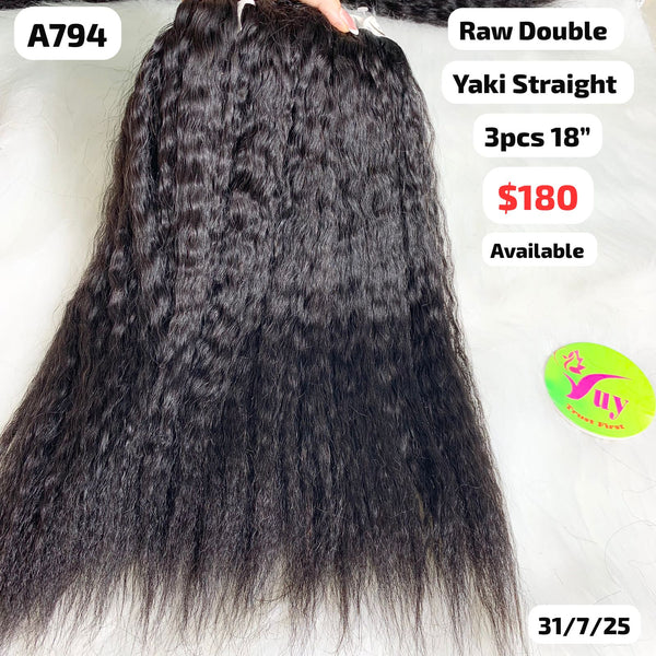 3pcs 18" Yaki straight double drawn raw hair (A794)
