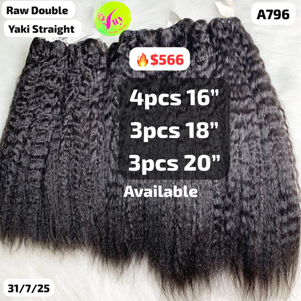 DEAL 10pcs yaki straight double drawn raw hair from 16" to 20" (A796)