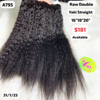 16"18"20" Yaki straight double drawn raw hair (A795)