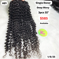 3pcs 32" Deep wave single donor hair (A81)