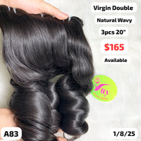 3pcs 20" Natural wavy double drawn virgin hair (A83)