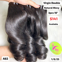 3pcs 18" Natural wavy double drawn virgin hair (A82)