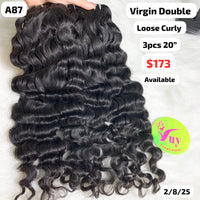3pcs 20" Loose curly double drawn virgin hair (A87)