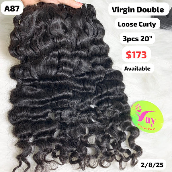3pcs 20" Loose curly double drawn virgin hair (A87)
