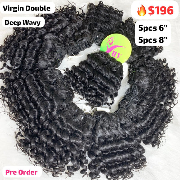 [PRE-ORDER] 10pcs Deep wavy double drawn virgin hair 6" and 8"