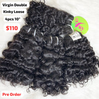 [PRE-ORDER] 4pcs 10" Kinky loose curly double drawn virgin hair
