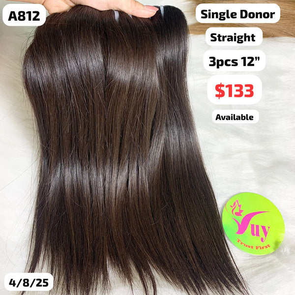 3pcs 12" straight single donor hair (A812)