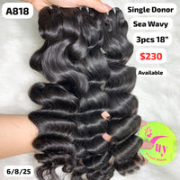 3pcs 18" Sea wave single donor hair (A818)