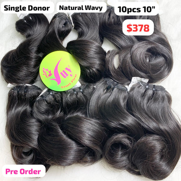 [PRE-ORDER] 10pcs 10" Natural wave single donor hair