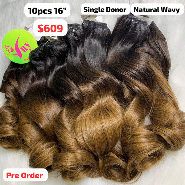 [PRE-ORDER] 10pcs 16" Natural wave single donor hair ombre brown color