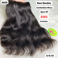 3pcs 18" Cambodian wave double drawn raw hair (A826)