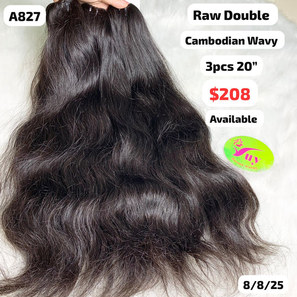 3pcs 20" Cambodian wave double drawn raw hair (A827)