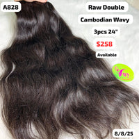 3pcs 24" Cambodian wave double drawn raw hair (A828)