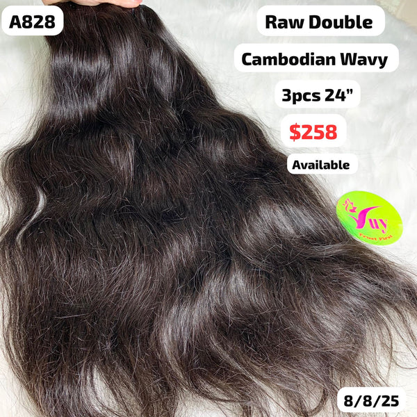 3pcs 24" Cambodian wave double drawn raw hair (A828)