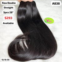 3pcs 28" Straight double drawn raw hair (A838)