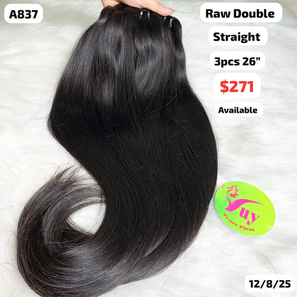 3pcs 26" Straight double drawn raw hair (A837)