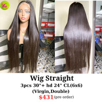 [PRE-ORDER] 30" 6x6 HD closure wig straight virgin hair (made from 3pcs 30" and 24" 6x6 HD closure)
