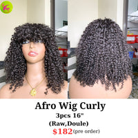 [PRE-ORDER] 16" afro wig curly raw hair (made from 3pcs 16" bundles)