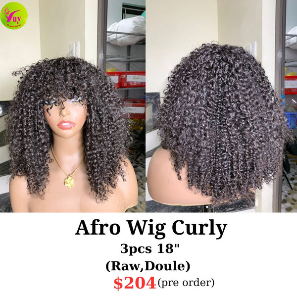 [PRE-ORDER] 18" afro wig curly raw hair (made from 3pcs 18" bundles)
