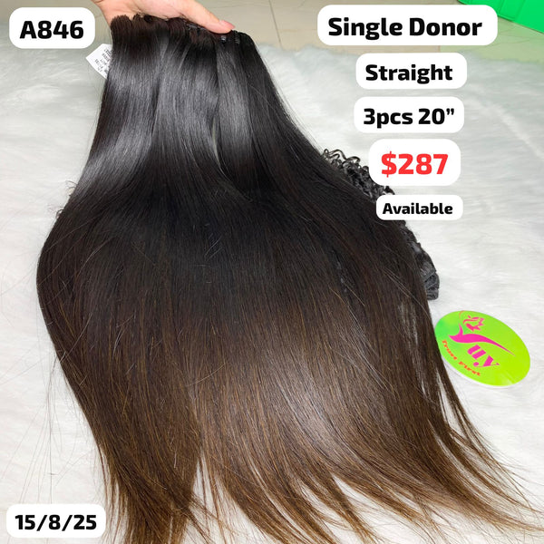 3pcs 20" Straight single donor hair (A846)