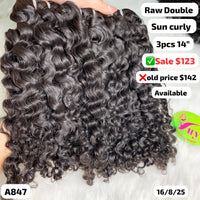 3pcs 14" Sun curly double drawn raw hair (A847)