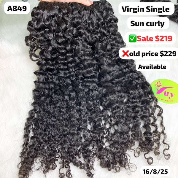 3pcs 26" Sun curly single drawn virgin hair (A849)