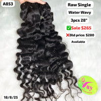 3pcs 28" Water wave single drawn raw hair (A853)