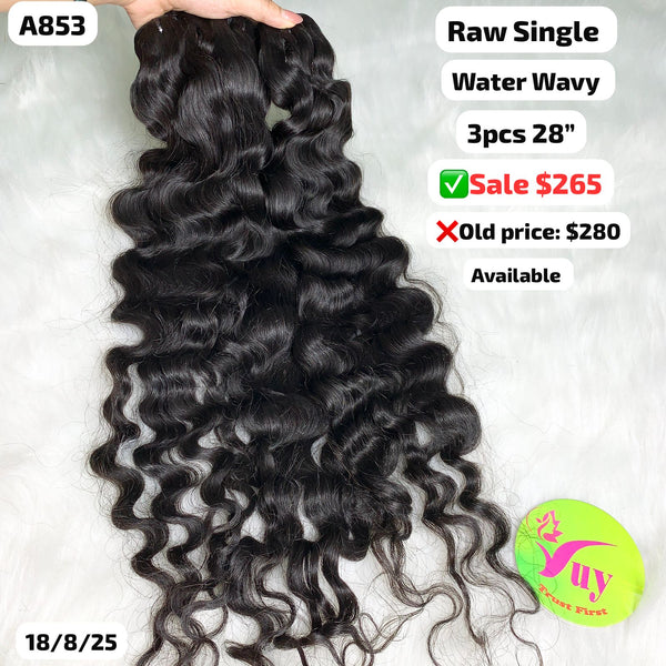 3pcs 28" Water wave single drawn raw hair (A853)