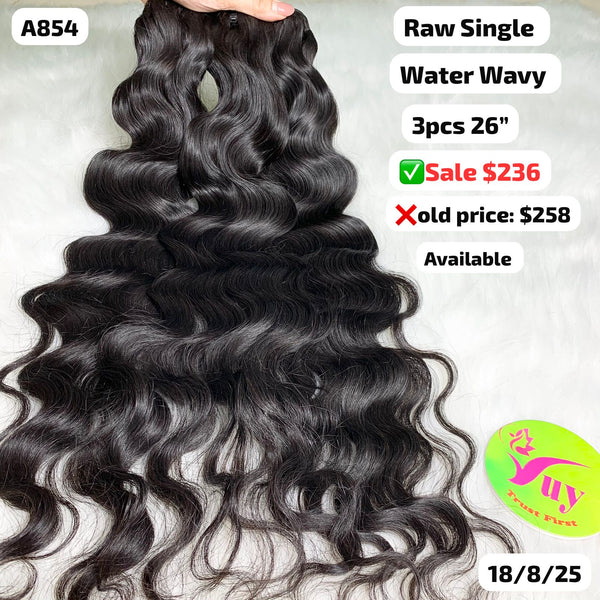 3pcs 26" Water wave single drawn raw hair (A854)