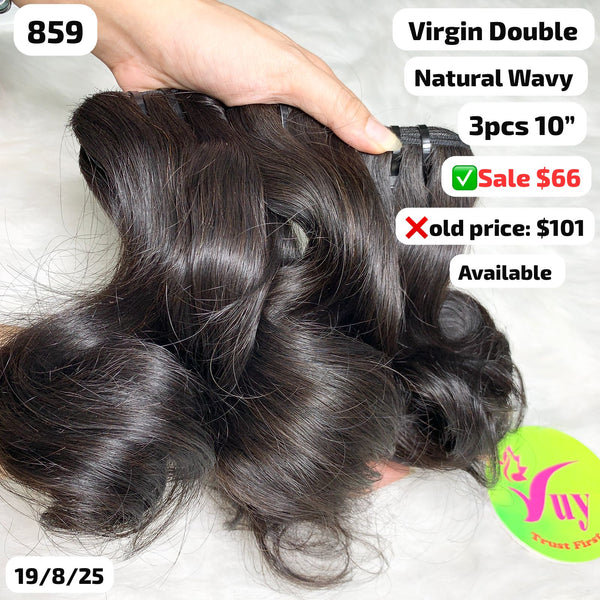 3pcs 10" Natural wave single drawn virgin hair (A859)