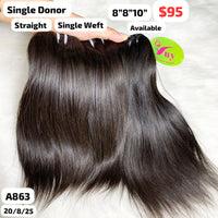 8"8"10" Straight single donor hair (A863)