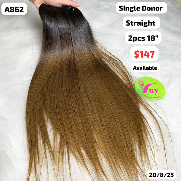2pcs 18" Straight single donor hair (A862)