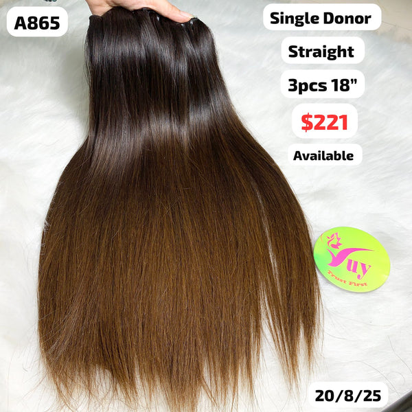 3pcs 18" Straight single donor hair (A865)