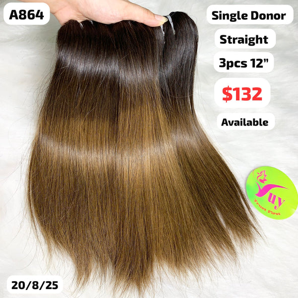 3pcs 12" Straight single donor hair (A864)