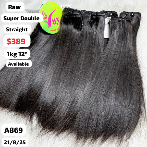 DEAL 10pcs 12" Straight super double drawn raw hair (A869)