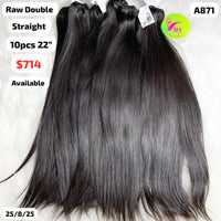 DEAL 10pcs 22" Straight double drawn raw hair (A871)