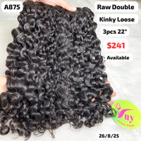 3pcs 22" Kinky loose curly double drawn raw hair (A875)