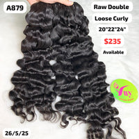 20"22"24" Loose curly double drawn raw hair (A879)