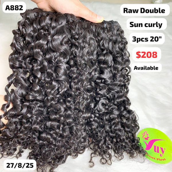 3pcs 20" Sun curly double drawn raw hair (A882)