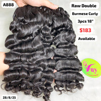 3pcs 18" Burmese curly double drawn raw hair (A888)