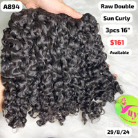 3pcs 16" Sun curly double drawn raw hair (A894)