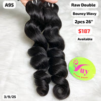 2pcs 26" bouncy wave double drawn raw hair (A95)