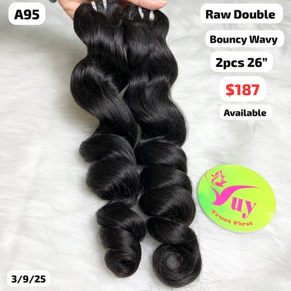 2pcs 26" bouncy wave double drawn raw hair (A95)